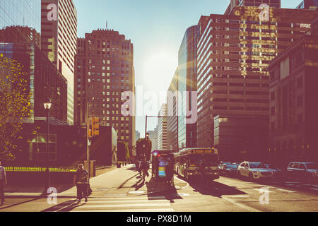 PHILADELPHIA - USA - September 19, 2018: Sonnenaufgang im City Center in Philadelphia im Sommer. Stockfoto