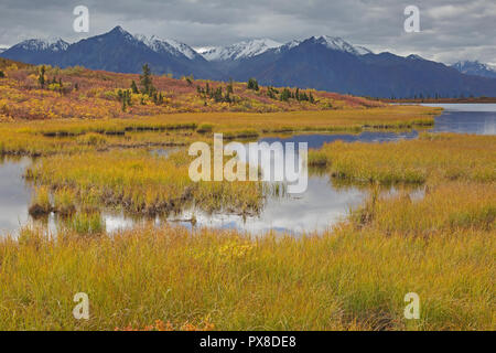 Blick auf die Chugach Mountains in der Sturz von Glenn Highway Alaska Stockfoto