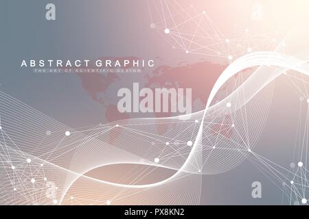 Grosse Daten Visualisierung. Grafische Zusammenfassung Hintergrund Kommunikation. Perspektive Hintergrund Visualisierung. Analytische Netzwerk Visualisierung. Vector Illustration. Stock Vektor