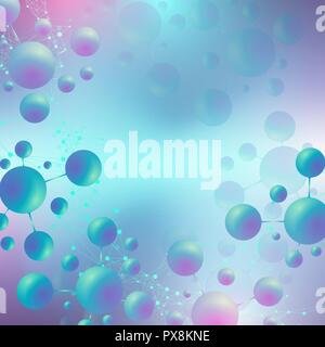 Abstrakte Moleküle Struktur Design, Atom, Neuronen. Medizinischer Hintergrund für Banner oder Flyer. Molekulare Chemie Muster, Textur. Vector Illustration. Stock Vektor