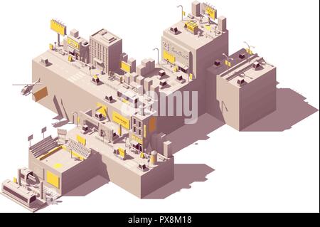 Vektor isometrische Außenwerbung Beispiele Stock Vektor