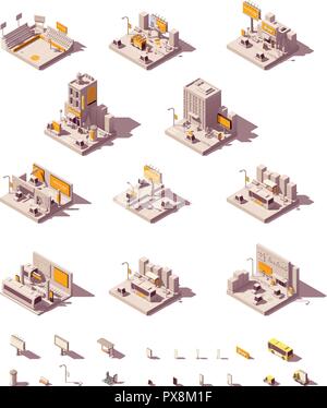 Vektor isometrische Außenwerbung Beispiele Stock Vektor