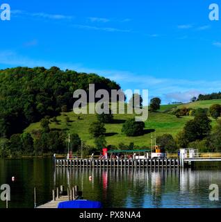 Pooley Bridge pier, Lake District, Cumbria, England, Großbritannien Stockfoto