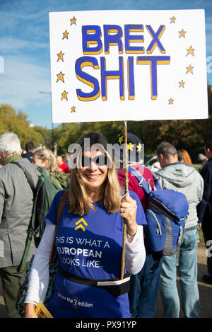 London, Großbritannien. Okt, 2018 20. Volkes Stimme - März für die Zukunft gegen Brexit Credit: A. Bennett/Alamy Leben Nachrichten. Stockfoto