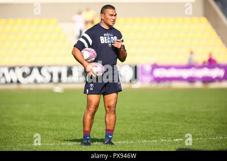 Parma, Italien. 20. Oktober, 2018. Die flanker Zebre bricht ein Angriff im Spiel gegen den Bären in Europäischen Rubgy Challenge Cup 2 © Massimiliano runde Carnabuci/Alamy leben Nachrichten Stockfoto