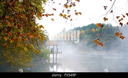 Jiujiang, der chinesischen Provinz Jiangxi. Okt, 2018 20. Touristen die Landschaft von Ruqin See im Berg Lushan malerische Resort in Jiujiang, der ostchinesischen Provinz Jiangxi, Okt. 20, 2018. Credit: Hu Chenhuan/Xinhua/Alamy leben Nachrichten Stockfoto