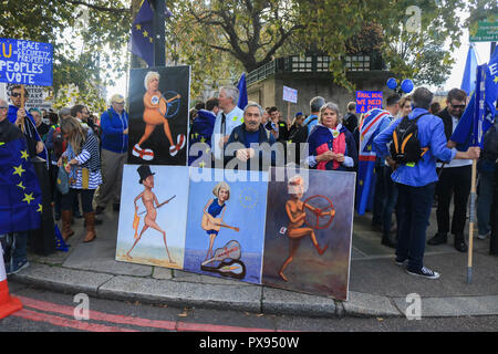 London, Großbritannien. 20. Oktober 2018. Tausende von Pro Europe Mitkämpfer marschierten durch die Londoner Parlament fordert eine Abstimmung über die endgültige Brexit deal auf Großbritannien und die Europäische Union in der mehr als 100.000 sind auf der Kundgebung erwartet. Völker Abstimmung ist eine Basisbewegung, die durch die Europäische Bewegung Deutschland, Großbritannien, Großbritannien für Europa und Wissenschaftler für die EU unterstützt. Credit: Amer ghazzal/Alamy leben Nachrichten Stockfoto