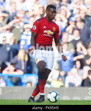 London, Großbritannien. Okt, 2018 20. Paul Pogba von Manchester in der Premier League zwischen Chelsea und Manchester United an der Stamford Bridge am 20. Oktober 2018 in London, England. (Foto von Zed Jameson/phcimages.com) Credit: PHC Images/Alamy leben Nachrichten Stockfoto