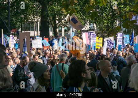 London, Großbritannien. 20. Oktober 2018. Über 500.000 Menschen sind geschätzte Teil im März für einen Menschen heute genommen zu haben, von der Park Lane bis Parliament Square in London. Steve Sheppardson/Alamy leben Nachrichten Stockfoto