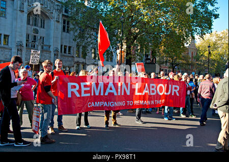 London, GB, 20. Oktober 2018. Mehrere hunderttausend Menschen März durch London ein zweites Brexit Abstimmung zu verlangen. Es waren Vertreter aller großen politischen Parteien. Quelle: Patrick nairne/Alamy leben Nachrichten Stockfoto