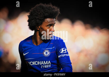 Stamford Bridge, London, UK. Okt, 2018 20. EPL Premier League Fußball, Chelsea gegen Manchester United; William von Chelsea Credit: Aktion plus Sport/Alamy leben Nachrichten Stockfoto