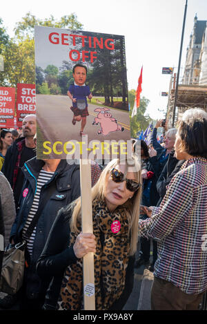 London, Großbritannien. 20. Oktober 2018. Die Volksrepublik € Abstimmung März für die Zukunft. Gang durch die Londoner Parliament Square und anspruchsvollen ein Völker Abstimmung zu einem abschließenden Brexit beschäftigen. Organisiert von der Völker, durch offene Abstimmung Kampagne in Großbritannien, der Europäischen Bewegung Deutschland, Großbritannien für Europa unterstützt, Wissenschaftler für die EU, gesünder, unsere Zukunft unsere Wahl, für unsere Zukunft € Willen, Wales für Europa & InFacts. Credit: Stephen Bell/Alamy leben Nachrichten Stockfoto