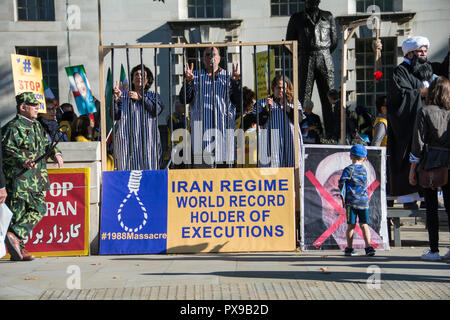 London, England, UK. 20. Oktober, 2018. Stop Hinrichtungen im Iran protestieren in Whitehall, London, UK © Jansos/Alamy Leben Nachrichten. Stockfoto