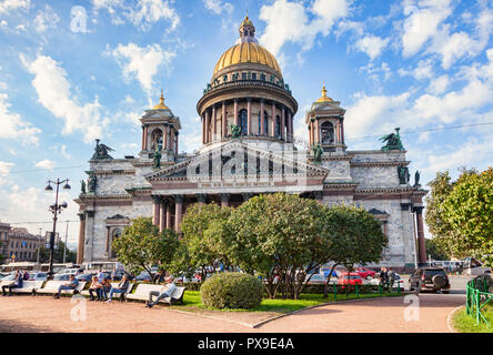 19. September 2018: St. Petersburg, Russland - St. Isaaks Kathedrale, die viertgrößte Kathedrale der Welt. Stockfoto