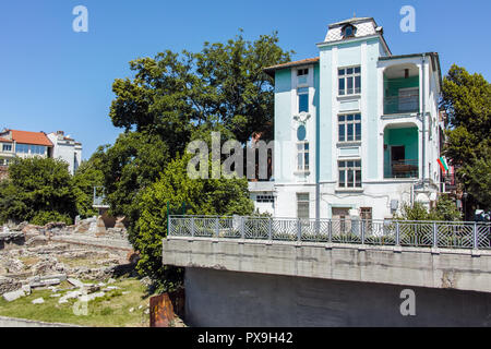 PLOVDIV, Bulgarien - 10. Juni 2017: Panoramablick von der Mitte der Stadt von Plovdiv, Bulgarien Stockfoto