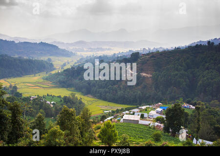 Nepal Reisfelder in Feld und Dorf Hill Stockfoto