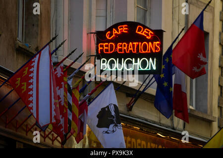 Café des Verbände traditionelles Essen Restaurant, Lyon, Frankreich Stockfoto