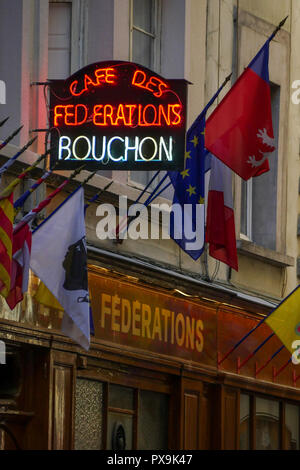 Café des Verbände traditionelles Essen Restaurant, Lyon, Frankreich Stockfoto