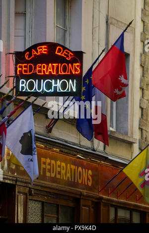 Café des Verbände traditionelles Essen Restaurant, Lyon, Frankreich Stockfoto