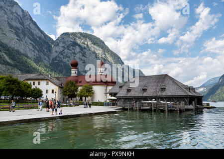 St. Bartholomä, Königssee, Nationalpark Berchtesgaden, Bayern, Deutschland Stockfoto