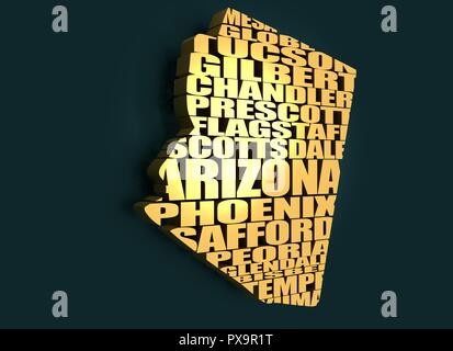 Wort Wolke Karte von Arizona State Stockfoto