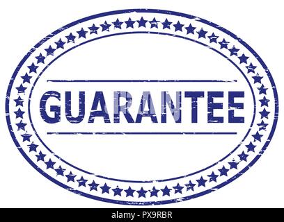 Grunge blau Garantie mit Stern Symbol ovalen Stempel Stock Vektor