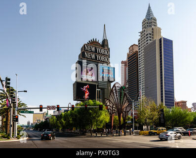Das New York New York Hotel und Beschilderung am Las Vegas Boulevard Las Vegas, Nevada, USA, am 13. August 2018 Stockfoto