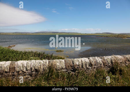 Das Loch von Harray, das größte Loch auf dem Festland Orkney von der Brücke von Brodgar gesehen Stockfoto