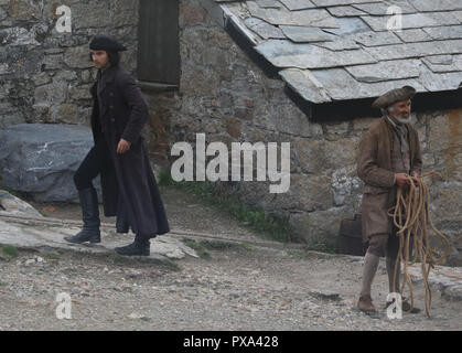 Dreharbeiten der letzten Serie von 'Poldark', Aiden Spaziergänge rund um die in den Hafen. Mit: Aidan Turner Wo: St Austell, Großbritannien Wann: 19 Aug 2018 Quelle: David Sims/WENN.com Stockfoto