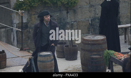 Dreharbeiten der letzten Serie von 'Poldark', Aiden Spaziergänge rund um die in den Hafen. Mit: Aidan Turner Wo: St Austell, Großbritannien Wann: 19 Aug 2018 Quelle: David Sims/WENN.com Stockfoto