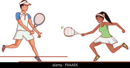 Paar Tennis avatar Charakter Vector Illustration Design Stock Vektor