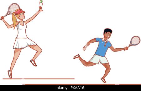 Paar Tennis avatar Charakter Vector Illustration Design Stock Vektor