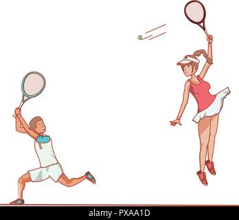 Paar Tennis avatar Charakter Vector Illustration Design Stock Vektor
