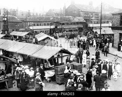 Der Markt, Heckmondwike Anfang der 1900er Jahre Stockfoto