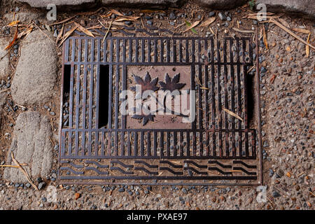 Schachtabdeckungen aus Japan ein Kult von drainspotters aus der ganzen Welt Stockfoto