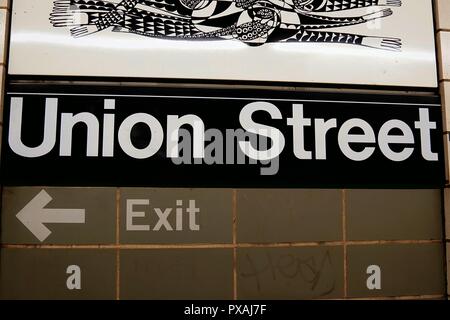 In der Nähe der U-Bahn bis zur Beschilderung: Union Street Stockfoto
