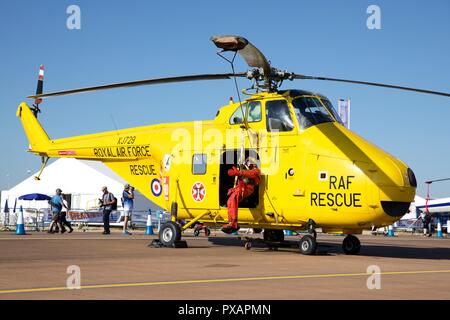 Die letzte flugfähige Westland Whirlwind HAR Mark 10 Hubschrauber auf statische Anzeige im Royal International Air Tattoo Stockfoto