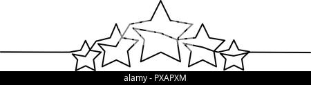 Kontinuierliche eine Linie zeichnen. Fünf Sterne Kunde Produkt Rating review Symbol. Vector Illustration Stock Vektor