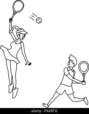 Paar Tennis avatar Charakter Vector Illustration Design Stock Vektor
