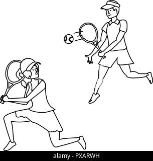 Paar Tennis avatar Charakter Vector Illustration Design Stock Vektor
