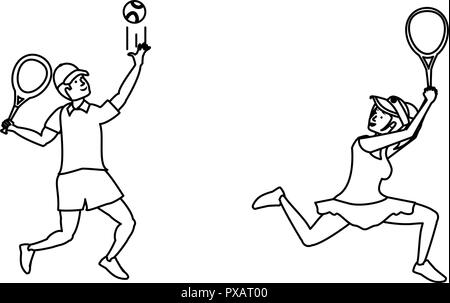 Paar Tennis avatar Charakter Vector Illustration Design Stock Vektor