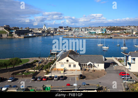 Sutton Harbour aus Mountbatten Stockfoto