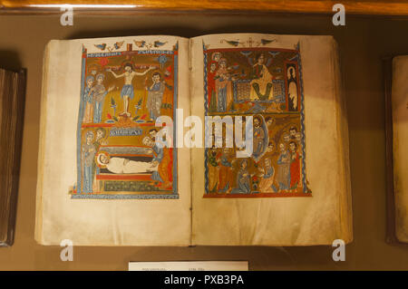 Armenien, Yerevan, Matenadaran, Interieur, das Mesrop Mashtots Institut für alte Handschriften, illuminierte Manuskript Stockfoto