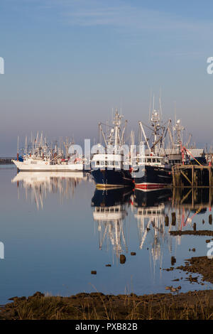 Steveston Hafen auf einem nebligen Oktober Morgen Stockfoto