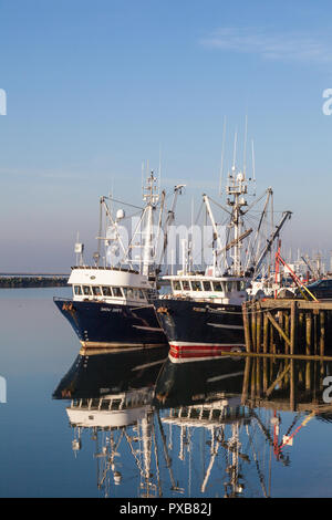 Steveston Hafen auf einem nebligen Oktober Morgen Stockfoto