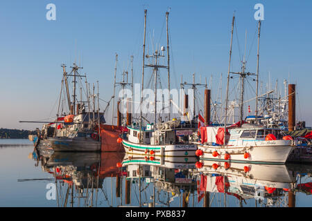 Steveston Hafen auf einem nebligen Oktober Morgen Stockfoto