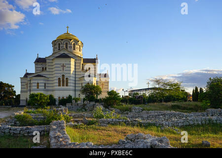 Vladimir Kathedrale in Chersonesos Orthodoxe Kirche in Khersones Tavrichesky, Krim Halbinsel, Russland Stockfoto