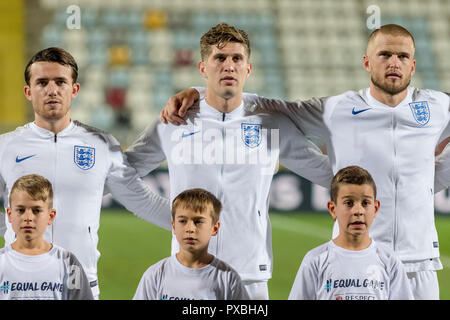 RIJEKA, KROATIEN - 12. OKTOBER 2018: UEFA Nationen Liga Fussball Spiel Kroatien gegen England. England Spieler Aufstellung Stockfoto