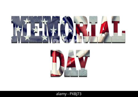Text TAG Speicher auf einem weißen Hintergrund. Textur font-amerikanische Flagge. Designer Werkstück. Stockfoto