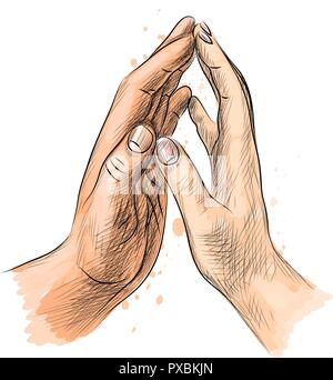 Hände von Mann und Frau zu erreichen. Stock Vektor